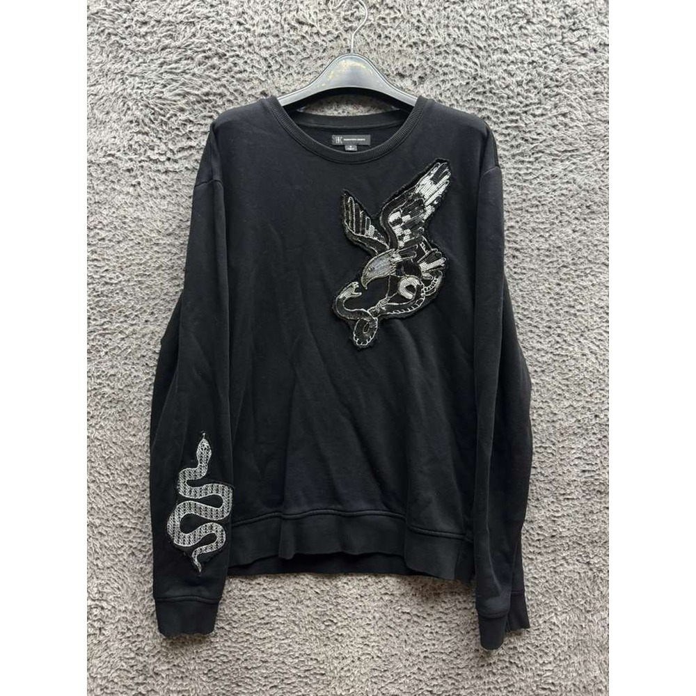 INC International‎ Concepts Snake Eagle Embellished Sweater Black Womens Size M